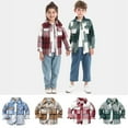 thumbnail image 5 of Esaierr Toddler Kids Boys Brushed Plaid Shirt Spring Fall Long Sleeve Cardigan Tops for 6 Months -9 Years Old, 5 of 8