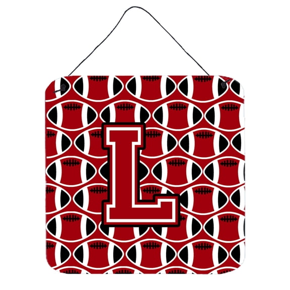 Letter L Football Red Black and White Wall or Door Hanging Prints
