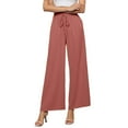 thumbnail image 2 of TrendOFT Womens Wide Leg Dress Pants with Pockets High Waist Adjustable Knot Loose Casual Trousers Business Work Casual Pants Watermelon Red S, 2 of 9