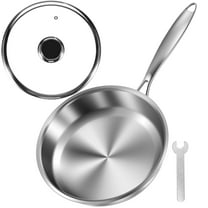 10 Inch Tri-Ply Stainless Steel Wok Pan with Lid,Stir-Frying Pan,Induction Cooking Pan,Dishwasher and Oven Safe,Heavy Duty and Detachable Handle