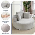 thumbnail image 5 of Aukfa Oversized Round Chaise Longue Chair Indoor, 56-inch Upholstered Corduroy Deep Seat Circle Cloud Sofa Chair, Light Gray, 5 of 8