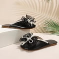 thumbnail image 6 of Mule Shoes Women Mules Beach Sandals Rhinestone Bow Flat Slippers Round Toe Fashion Slide Sandals Slip on Sandals for Street Outdoor Summer , Black 40, 6 of 8