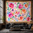 thumbnail image 6 of Peonies and Roses Against White Background Serene Watercolor for Plant Lovers Botanical Garden Scene Art Housewarming Gift Tapestry Wall Hanging for Bedroom and Living Room, 6 of 7