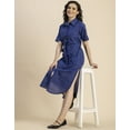 thumbnail image 2 of Moomaya Short Sleeve Spread Collar Cotton Dress - Women's Trendy Shirt Dress, 2 of 9