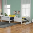 thumbnail image 6 of DreamBuck, Twin over Full Bunk Bed with Drawers, Solid Wood Bunk Beds with Ladder & Guardrail, Bunk Bed Frame for Teens, Adults, No Box Spring Needed, Convertible to 2 Separated Beds, Pure White, 6 of 8