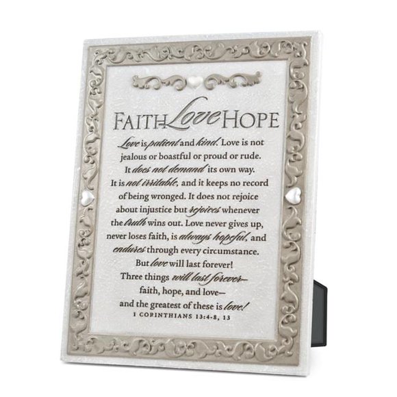 Lighthouse Christian Products 89499 Desktop Plaque - Faith Hope Love - No. 40880