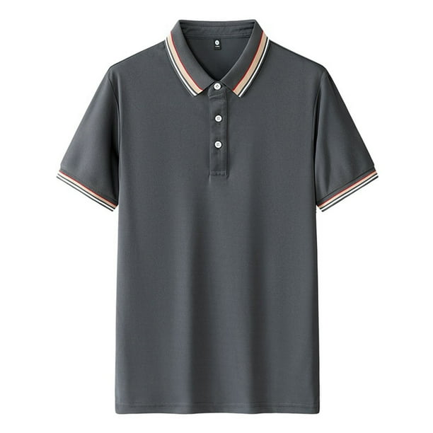 pstuiky Camisa de manga corta para hombre, Camisa informal de manga corta con cuello vuelto, cómoda y lisa, para hombre ropa de hombre m