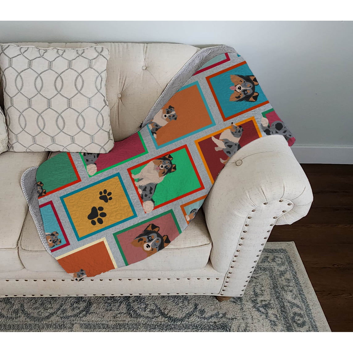 Lots of Blue Merle Sheltie Quilted Blanket 50x60