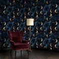 thumbnail image 2 of Peel and Stick Wallpaper Golden Crescent Moons Sparkling Stars Deep Blue Sky Wall Mural 17.7in x 9.8ft Self Adhesive Removable Wall Paper Renter Friendly Wallpaper for Nursery Bedroom Cabinets, 2 of 8