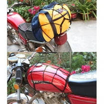 Motorcycle Mesh Net Bag Fuel Tank Luggage Net Motorcycle Cargo Bungee Net Bag Helmet Holder with 6 Hooks for Motorcycle Scooter 30 x 30cm (Random Color)