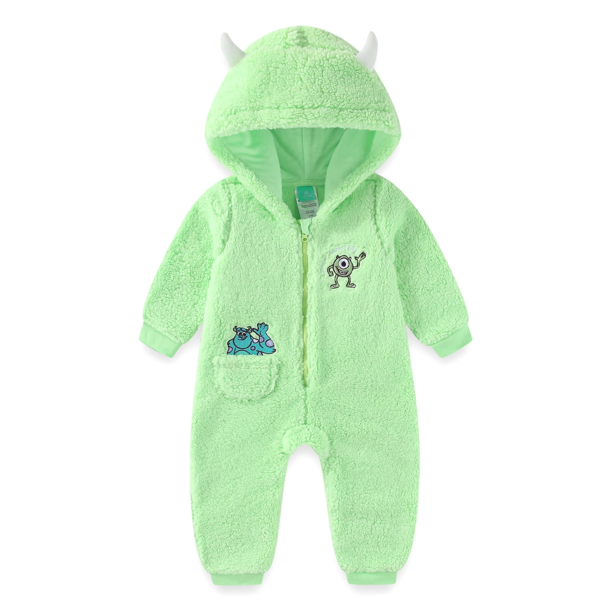 Disney Monsters Inc. Mike Wazowski Sherpa Hooded Romper Coverall (Baby Boys), Sizes NB-24M