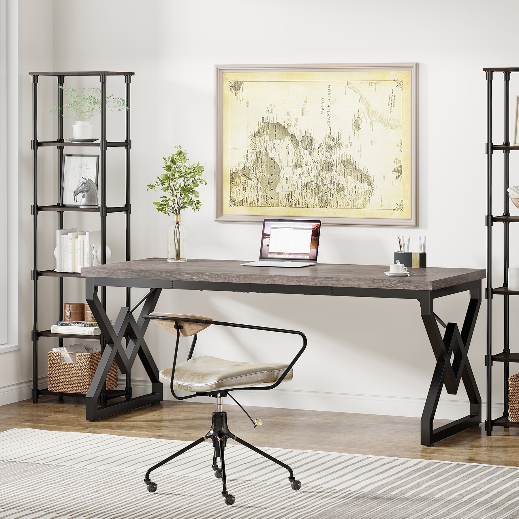 Tribesigns Executive Large Work Surface and Thicker Frame Modern Simple Computer Disk, Gray