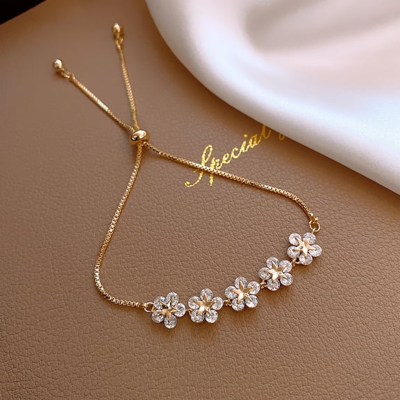 Bracelet Flower Design Adjustable Jewelry Fashion Alloy Bangle for Daily Life
