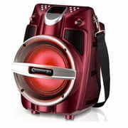 6.5" Rechargeable Battery Powered Bluetooth PA System with Wireless VHF Microphone-Red