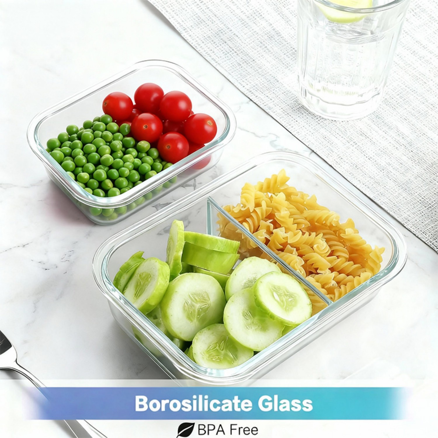VAETTLO Glass Food Storage Containers 4-Pack with Lids, Airtight Leakproof for Lunch, Meal Prep, Dishwasher Safe, Green (12.5 to 42 oz)