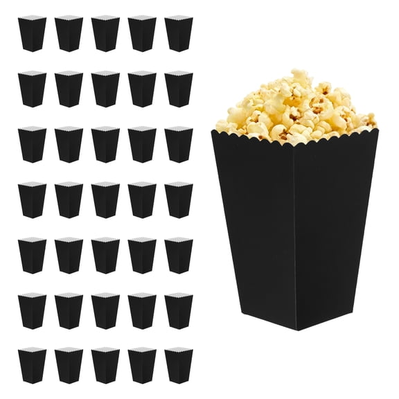 Uxcell 36 Pcs Popcorn Boxes, 2.8 Inch Popcorn Bucket Containers, Movie Night Supplies Paper Cups Holders for Cinema, Black