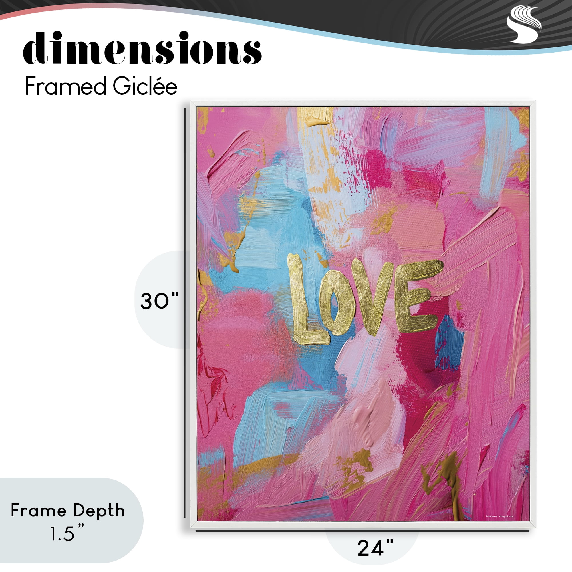Stupell Industries Glam Love In Motion White Framed Giclee Art, design by Svetlana Aleynikova