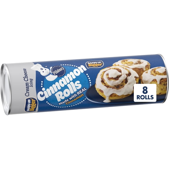 Pillsbury Cinnamon Rolls with Cream Cheese Icing, Canned Pastry Dough, 8 count., 12.4 oz