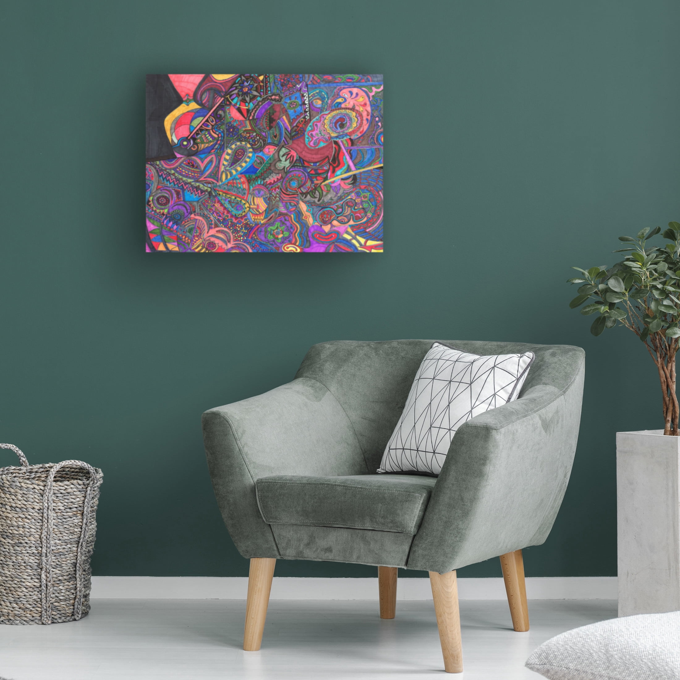 Canvas Wall Art - Ellen Kossoff 'Snakes And Wallpaper' Wall Art for Living Room, Bedroom, or Office Décor by Trademark Fine Art - 47 x 35 Inches