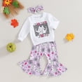 thumbnail image 7 of Okbabeha Toddler Girl Winter Clothes Baby Halloween Outfit Letter Crewneck Sweatshirt Pumpkin Flare Pants Fall Outfits, 7 of 7