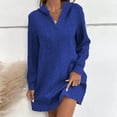 thumbnail image 2 of hotojiny Womens Fall Fashion Hoodies Dress Long Sleeve V Neck Pullover Dresses Textured Casual Hooded Sweatshirts Dress, 2 of 5