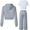 thumbnail image 3 of Wdgfv Girls 2 Piece Hooded Tracksuit Soft Athletic Outfit Long Sleeve Top And Pants Comfy Casual Wear For Play And Daily Activities Grey 10-11 Years, 3 of 5