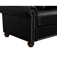 thumbnail image 6 of PU Leather 1 Seater Sofa with Nailhead Trim, Classic Sofa Chair with Brown Wooden Legs and Thick Cushion, Black Faux Leather Loveseat Chair for Living Room, Office, Apartment, 6 of 6