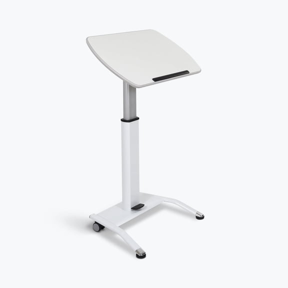 Classroom Basics LX-PNADJ-WH Pneumatic Adjustable-Height Lectern / Mobile Standing Desk - White