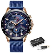 Lige Lige 2019 Popular Mens Mesh Strap Watch Multi-Functional Chronographe Waterproof Watch