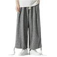 thumbnail image 2 of Summer Pants For Men 2024 Mens Casual Linen Pants Loose Fit Elastic Drawstring Waist Straight-Legs Baggy Trousers with Pockets Lightweight Summer Beach Long Pants Lounge Yoga Pants, 2 of 6
