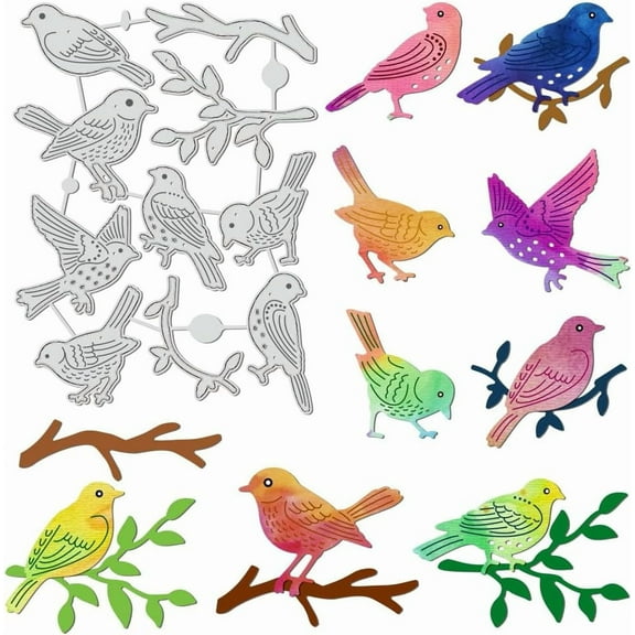 Birds in Various Poses Carbon Steel Cutting Dies 5.5x4.1inch Animals Theme Embossing Stencils Die Cuts for Card Making Photo Decorative Paper Scrapbooking 0.08cm Thick