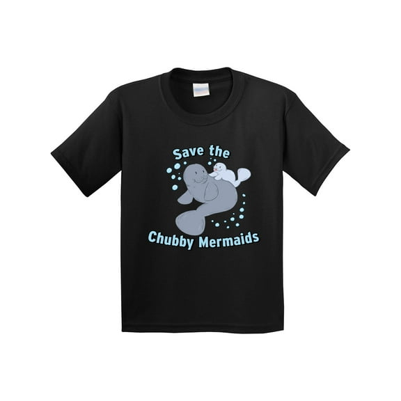 Inktastic Save the Chubby Mermaids with Cute Manatees Youth T-Shirt