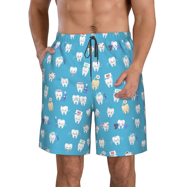 Fotbe Healthy And Ill White Teeth Trajes de Baño Estampados para Hombre, Shorts de Verano de Secado Rápido, Ropa de Playa, Bañadores-Small