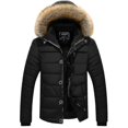 thumbnail image 1 of Men Faux Fur Hooded Coat Padded Quilted Puffer Bubble Jacket, 1 of 2