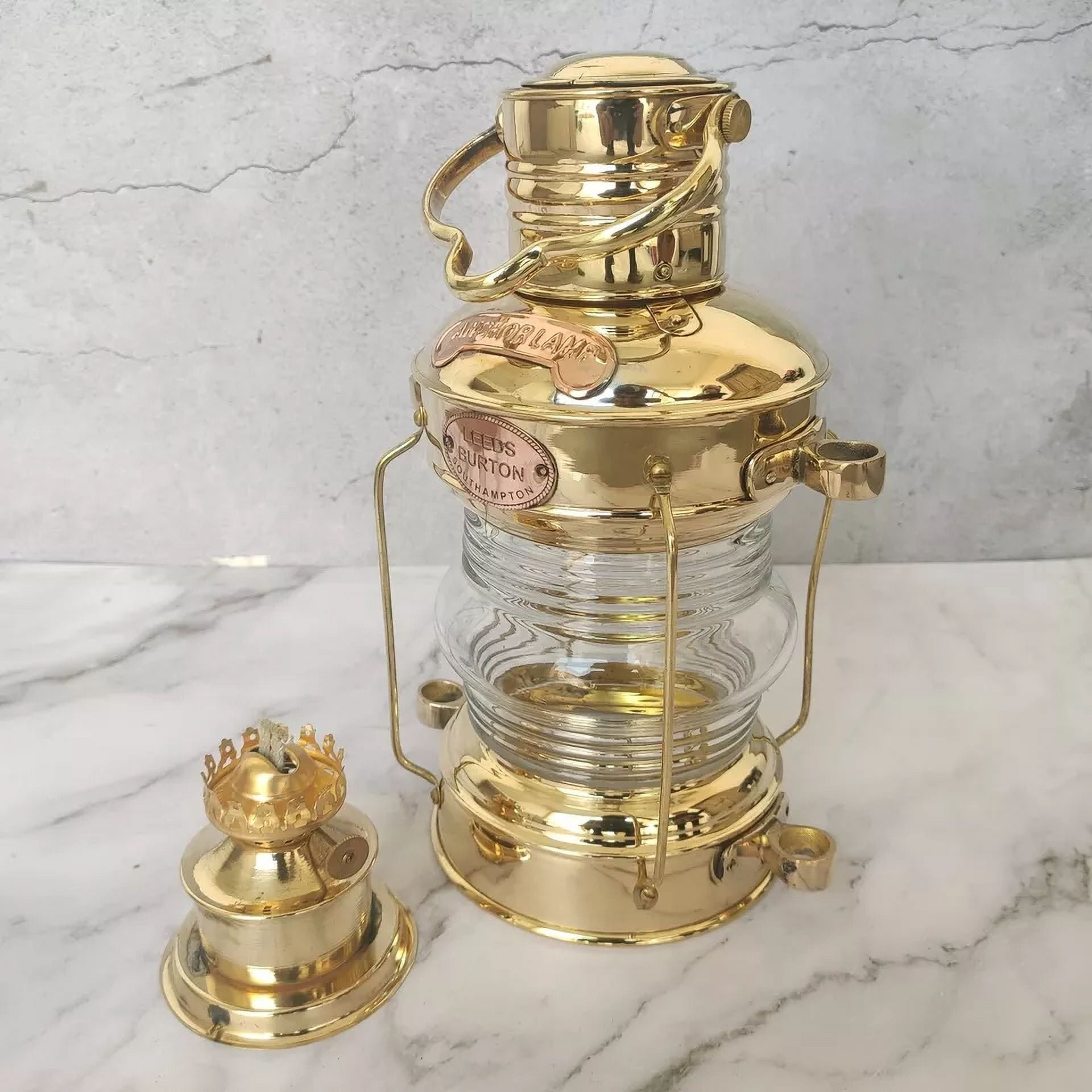 12" Vintage Brass Anchor Oil Lamp Collectible Nautical Maritime Ship Lantern Oil lamp Boat Light