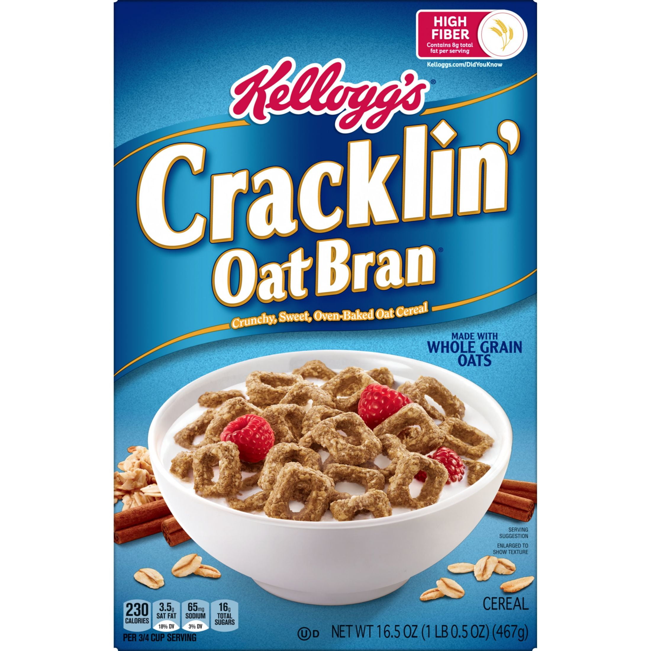 Kellogg's Cracklin' Oat Bran Breakfast Cereal 16.5 oz (Pack of 6)