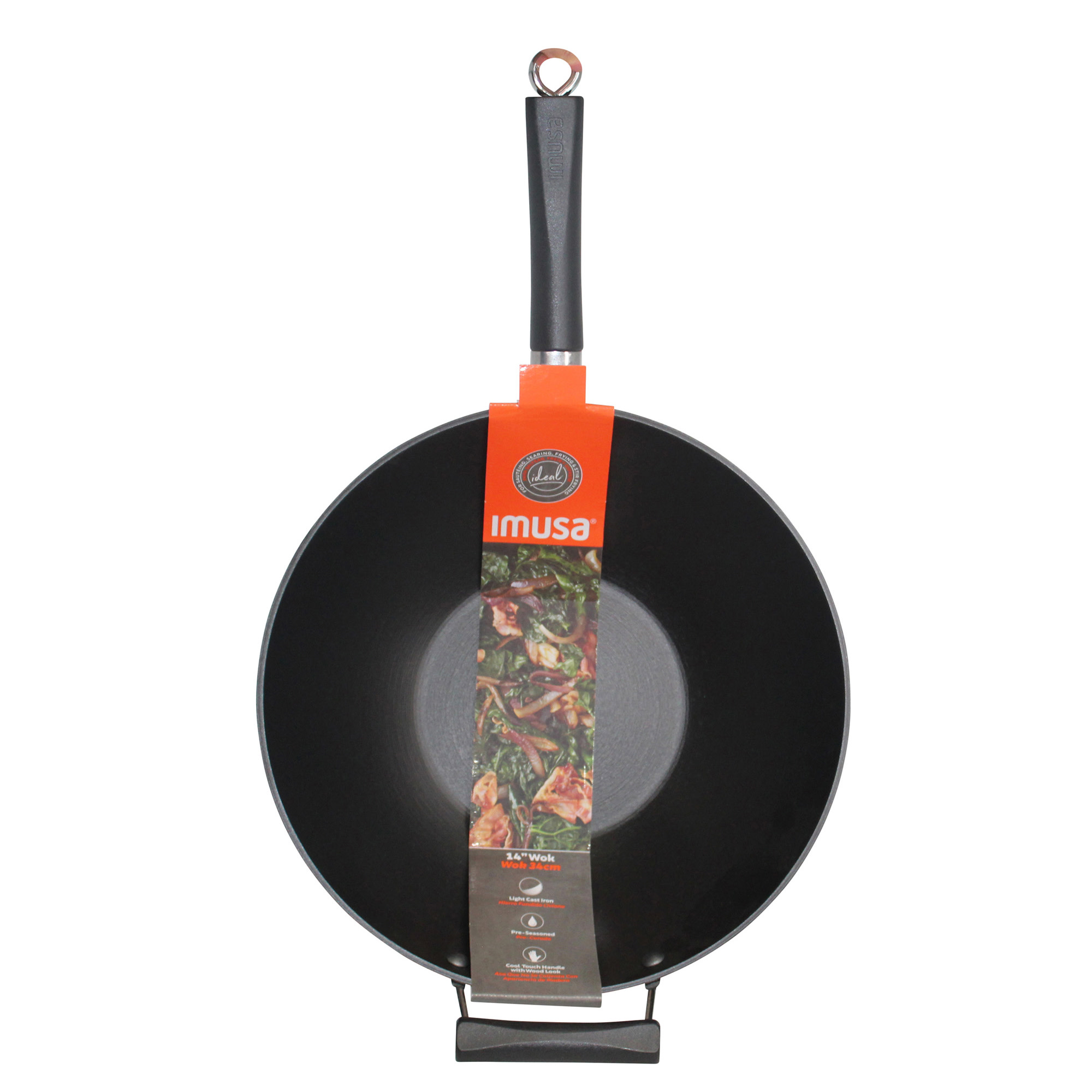 IMUSA 14-Inch Light Cast Iron Preseasoned Wok photo 2