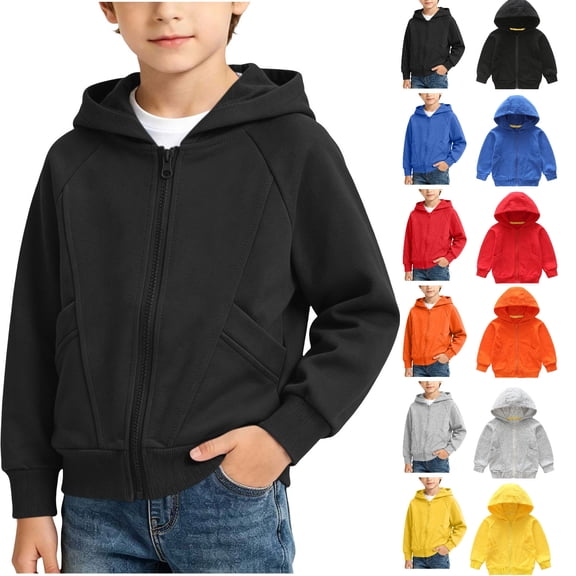 Tsivenald Boys Zip up Hoodie Fleece Long Sleeve Full Zip Hooded Sweatshirts for Kids (1-2 Years)