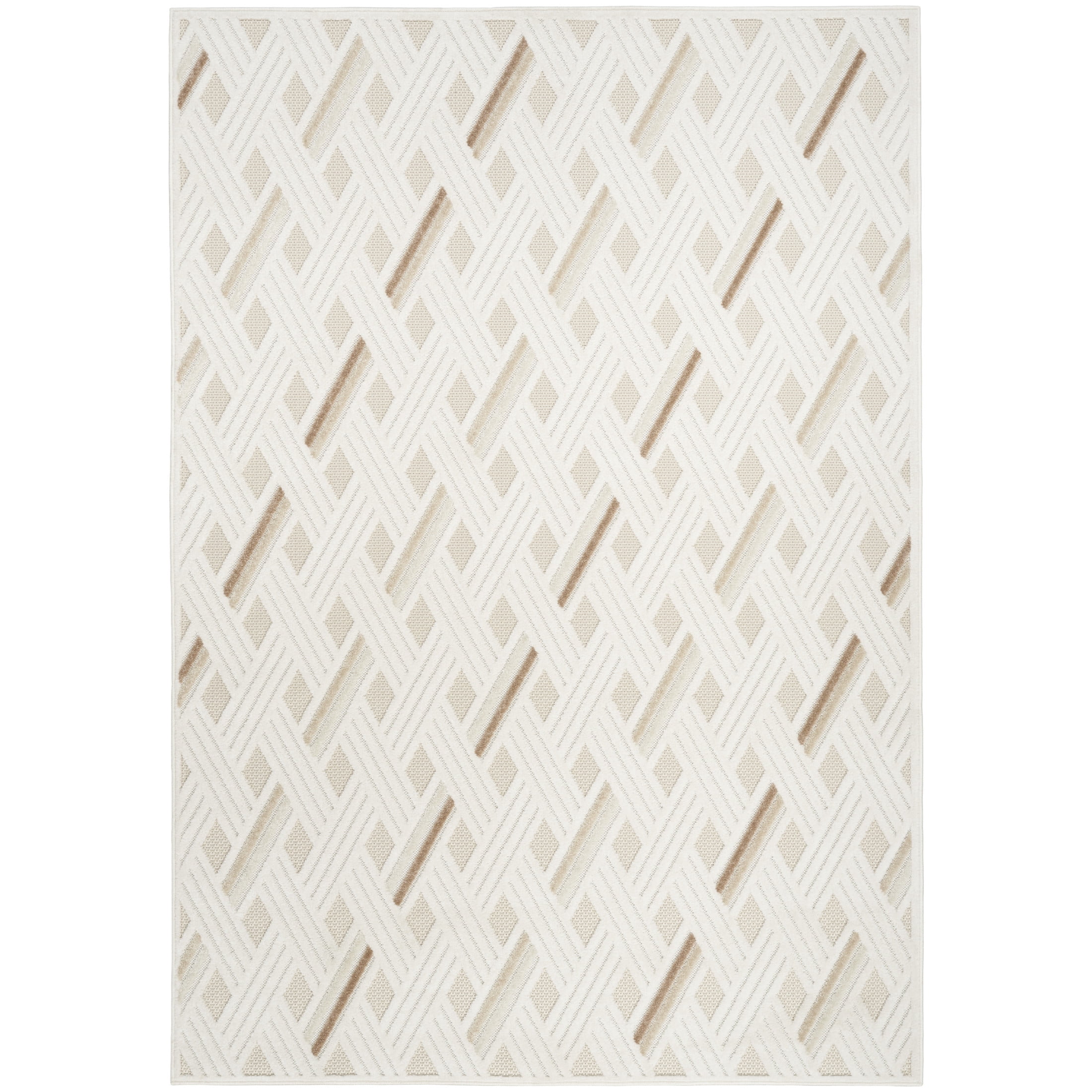 Nourison Care Free 5'3" x 7' Ivory Beige Modern Indoor Rug