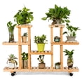 thumbnail image 4 of Topbuy 4-Tier Rolling Flower Rack Wood Plant Stand 12 Pots Bonsai Display Shelf w/ Lockable Casters, 4 of 7