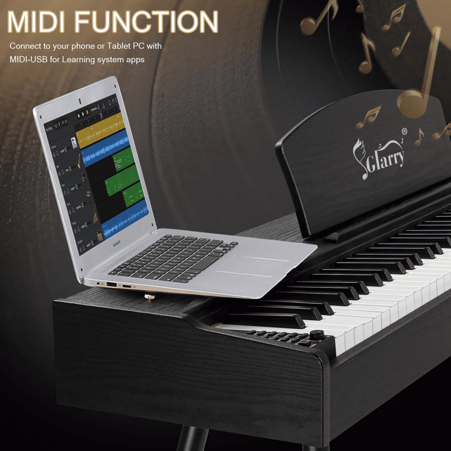 Hassch 88 Key Full Weighted Digital Piano, Beginners Electronic Keyboard with Metal Stand, Headphone, Power Adapter, and Triple Pedals, Black