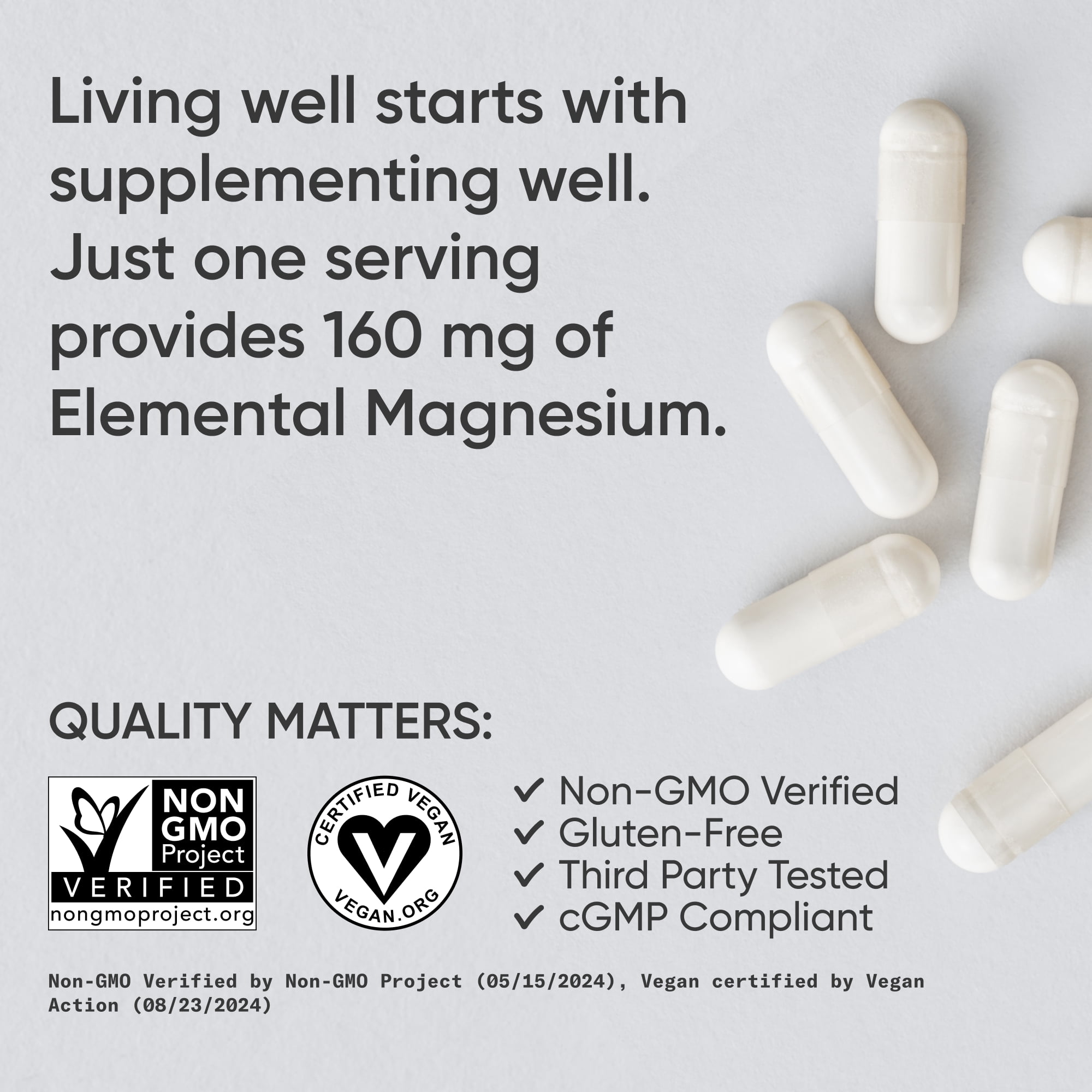 Sports Research® High Absorption Magnesium Glycinate 160mg Relaxation Muscle Nerve Support (90 Veggie Capsules)