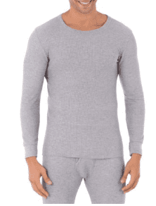 Large Size! NEW Mens Fruit of the Loom Thermal CREW Top-Gray 
