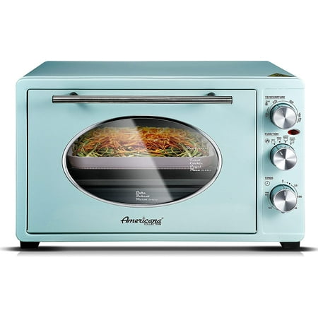 

Gourmet Americana by ETO3300M Vintage 50\u2019s Diner Retro Countertop Toaster oven Broil Toast Fits 12\u201D Pizza Temperature & Adjustable 60-Minute Timer 1500W 8- Mint