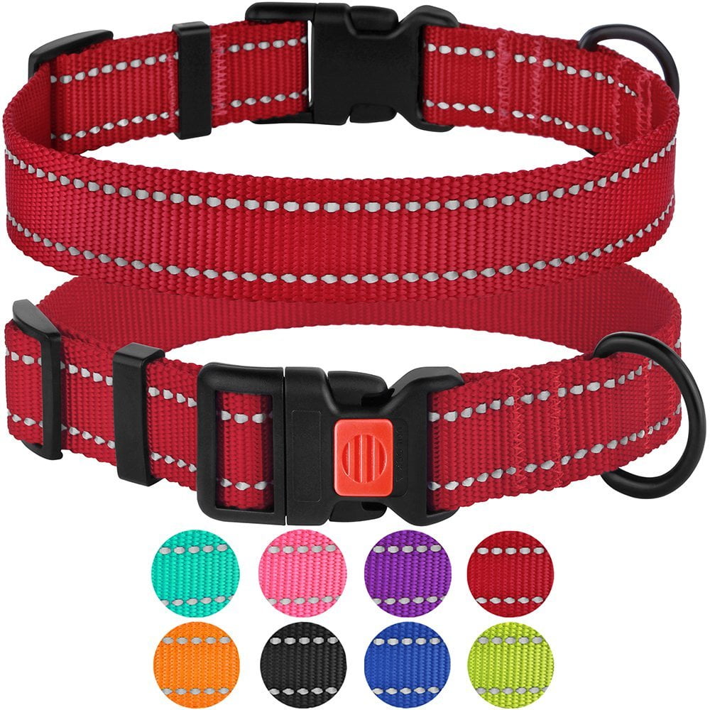 Reflective Dog Collar Safety Nylon Collars for Large Dogs with Buckle