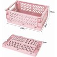 thumbnail image 2 of czcpp-4 Pack Mini [15cm L x 10cm W x 5.7cm H] Plastic Baskets for Shelf Storage Organizing, Durable and Reliable Folding Storage Crate, Ideal for Home Kitchen Classroom(Pink,4pcs).CA, 2 of 4