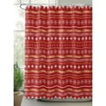 thumbnail image 3 of Christmas, Waterproof Fabric Shower Curtain, Boho Red Gold Geometric Stripes Dots Shower Curtain for Bathroom Curtains Bathtubs Hotel Washable Shower Curtains with 12 Hooks Extra Long 72x96, 3 of 6