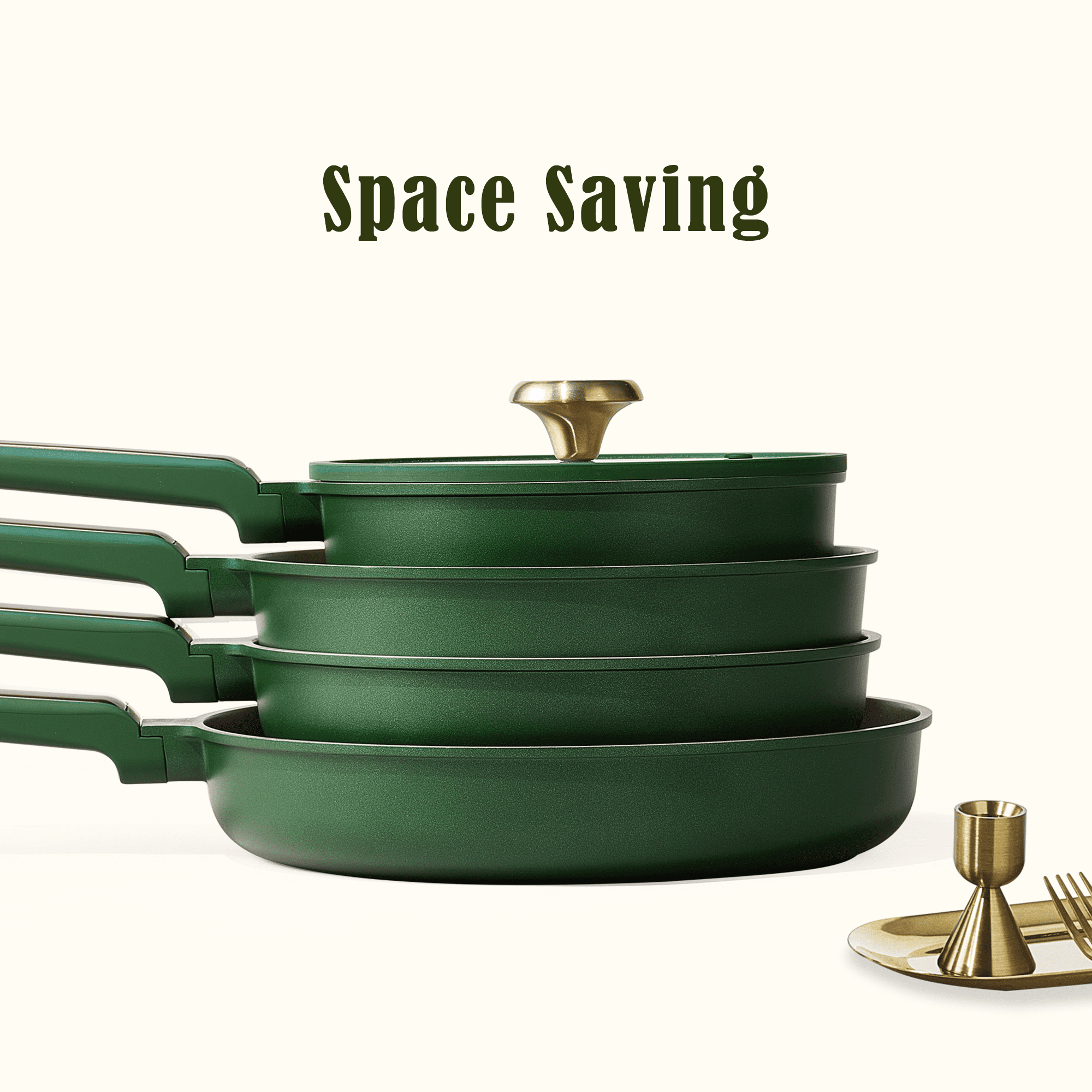 Carote Juego de 18 Piezas de Ollas y Sartenes, Utensilios de Cocina Antiadherentes con Tapas, Compatible con Inducción, Juego de Cocina con Utensilios y Protectores, Verde