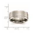thumbnail image 6 of Designer Titanium/Silver Two-Tone Titanium With Argentium .925 Silver Inlay Ridged Edge 9Mm Band (Width=9.00) Made In United States, 6 of 6