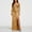 Gold, variant on Dresses for Women Dressy Elegant Ruched V-Neck Sleeveless High Split Maxi Dress Comfort Bodycon Evening Prom Gown Formal Dress